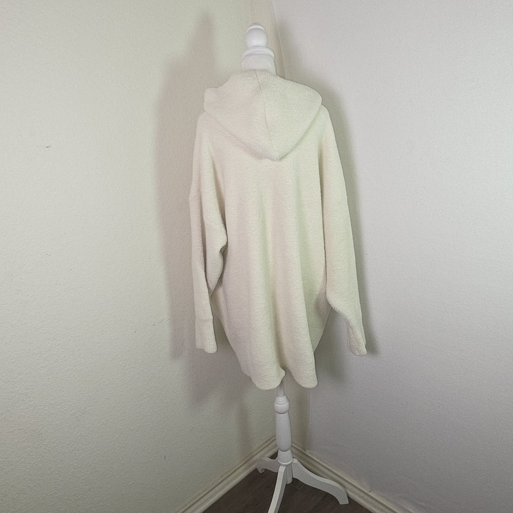 Comfyluxe Oversized Hooded Sherpa Pullover Cream Smiley Face Cozy Fleece Hoodie View 6